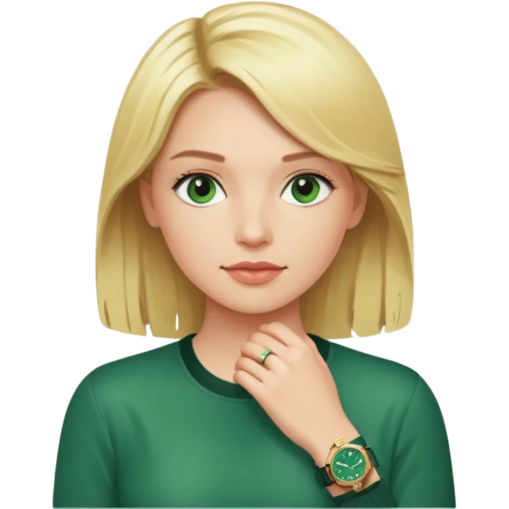 Breitling green faced watch on blonde girl wrist  emoji