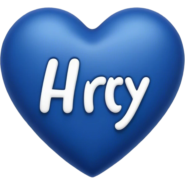 Dark blue heart with the words Hi Ry in the middle  emoji