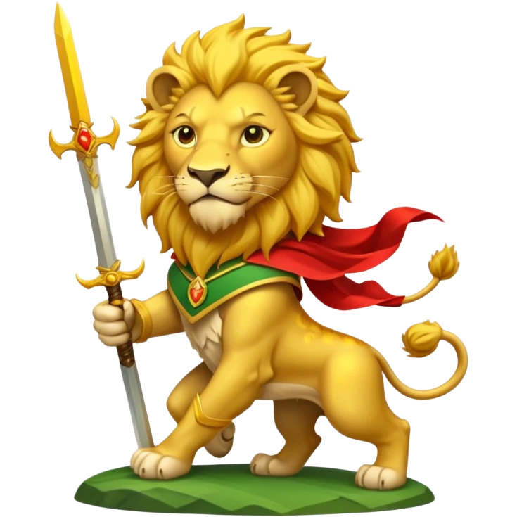 A lion with a sword and the sun on top of it and on the top green and bottom red flag emoji