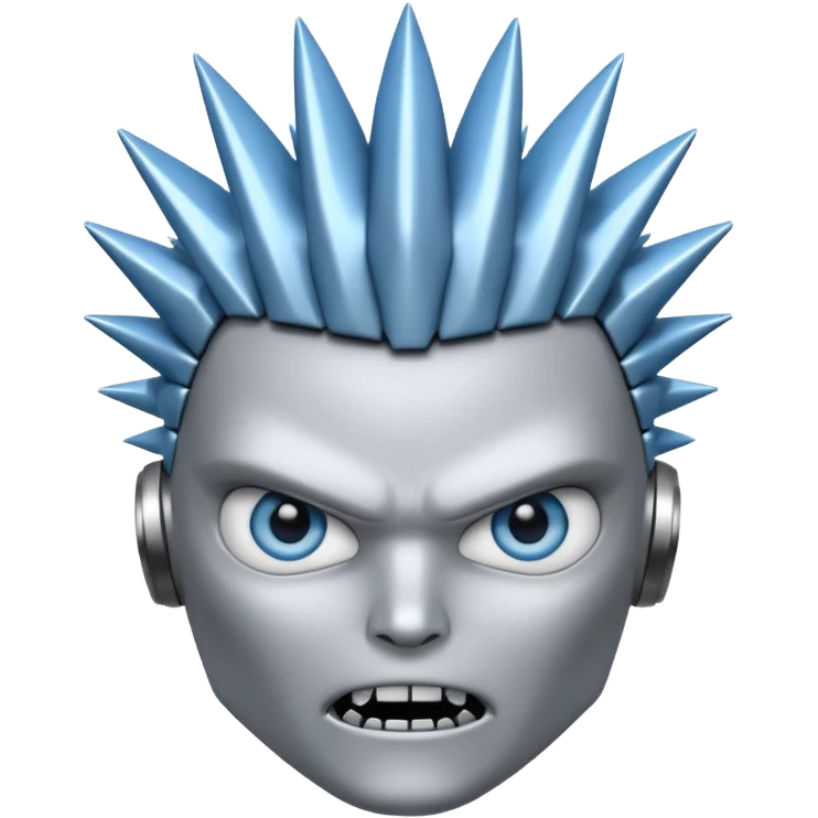 Robot emoji with a "Karen" haircut and angry facial expression, make it look comically robotic (closer to Robot than Human) emoji