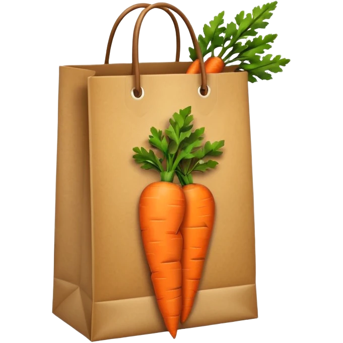 paper shopping bag with carrot. Transparent background emoji