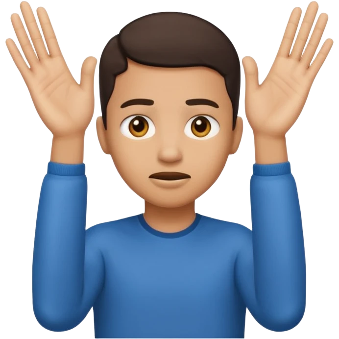 Nervous emoji + hands up emoji. Remove flow effects at the very top the of the hands palm forward so the head can be between the hands. Lightskin emoji emoji