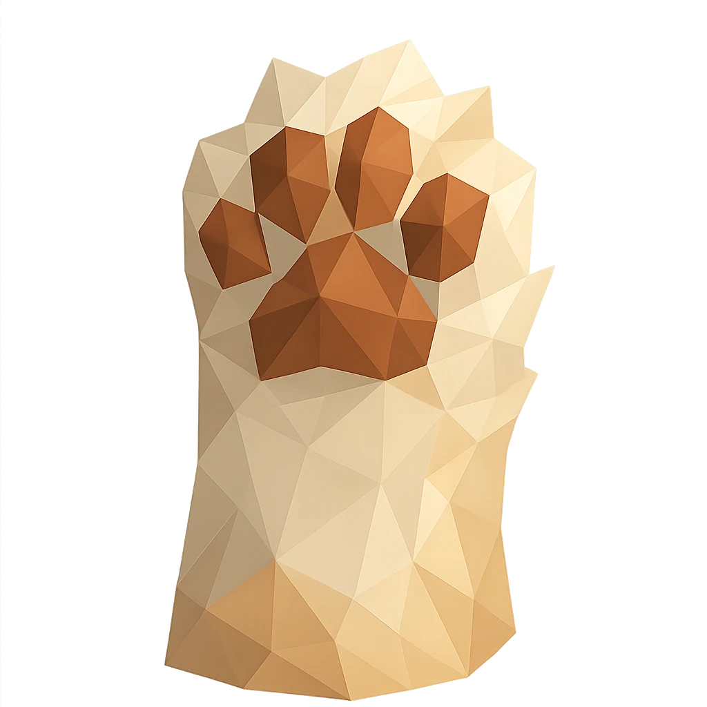 fluffy cat paw, polygonal style, low-poly geometric shapes, stylized emoji