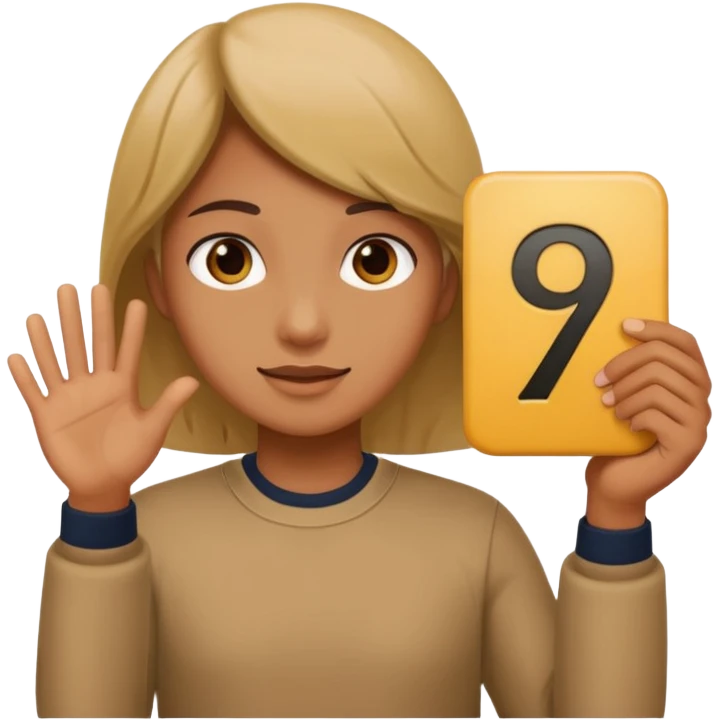 person holding up the number 67 emoji