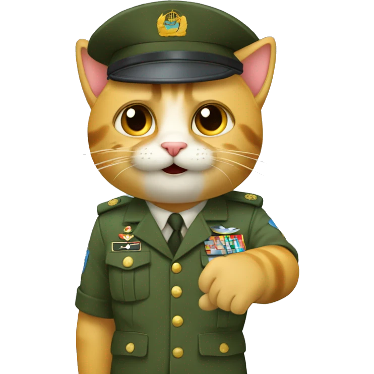 UN gatito haciendo el saludo militar. emoji