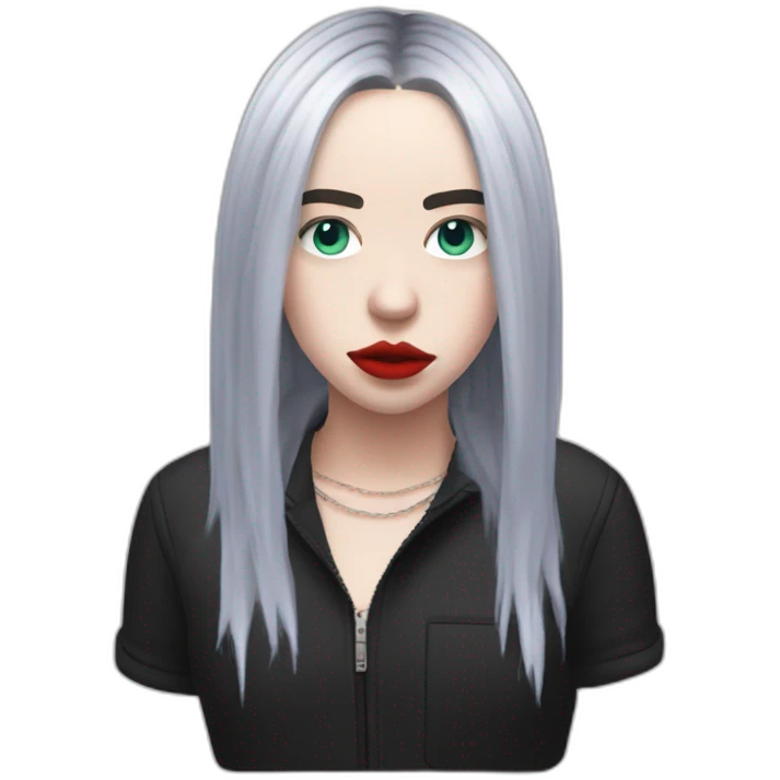 Billie eilish cheveux noir et rouge emoji