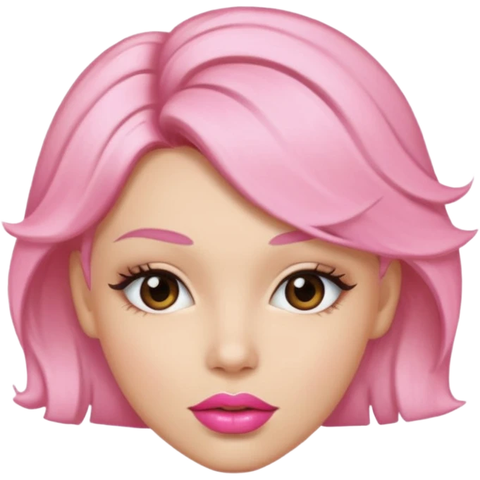 woman Pink lips, deifferent hairs. emoji