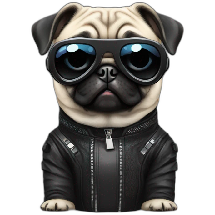 pug with black sunglasses and wearing a cyberpunk suit emoji