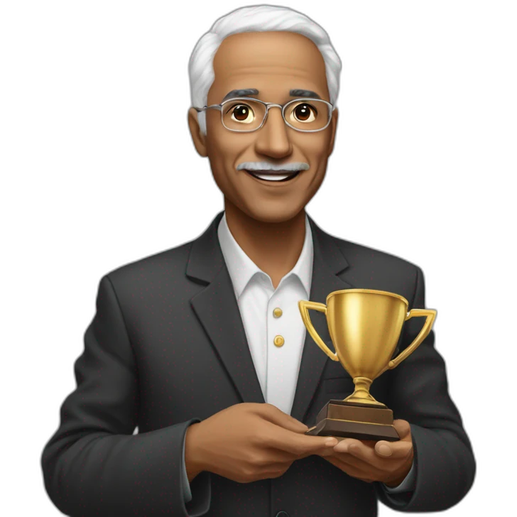 Abdulrazak Gurnah with prize emoji