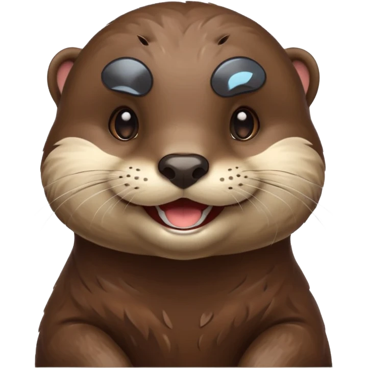 Smiling otter with brown hair emoji