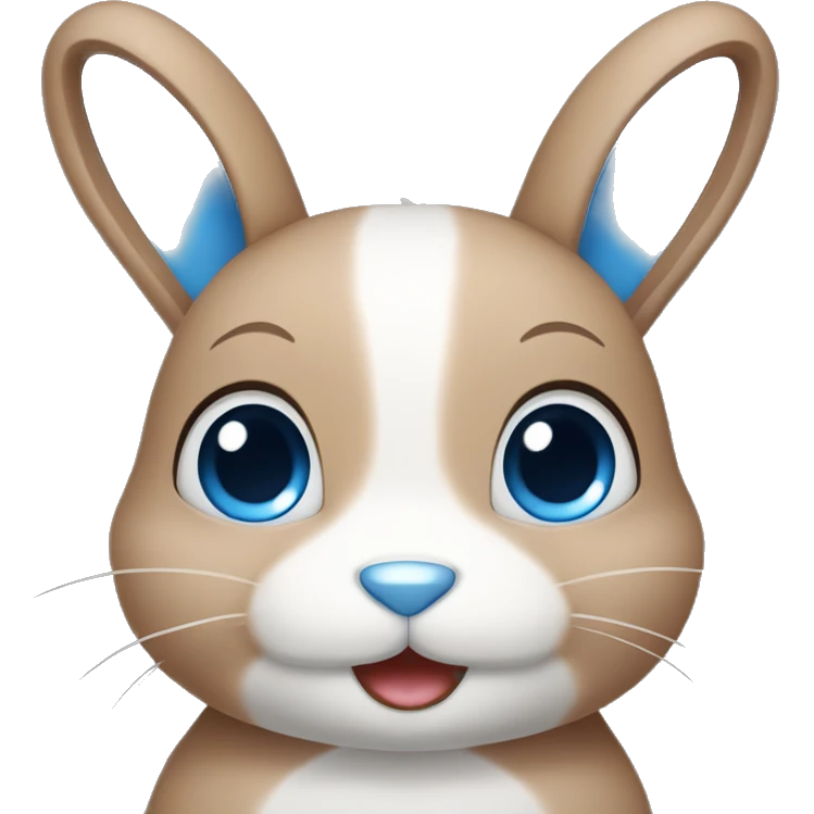 cute bunny with blue eyes, light brown face with white line in the center emoji