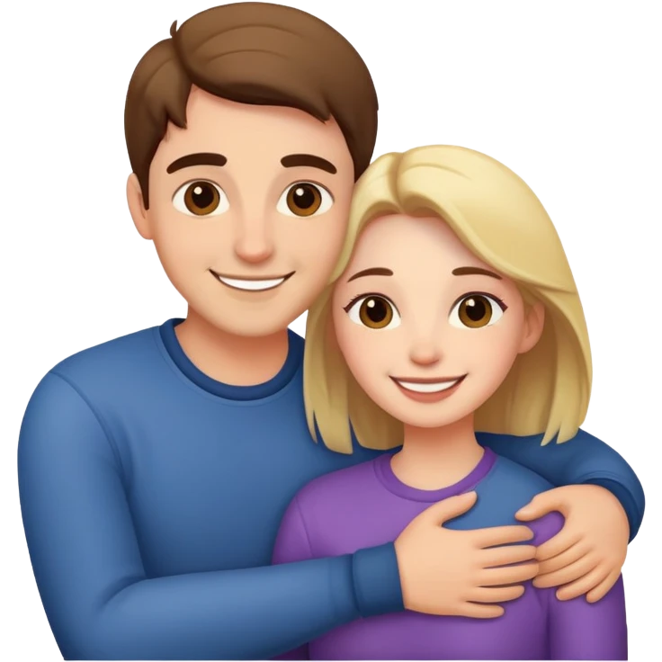 couple hug with warm smiles emoji