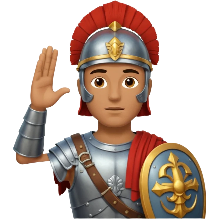 an ancient roman republic soldier doing the iconic ancient roman salute emoji