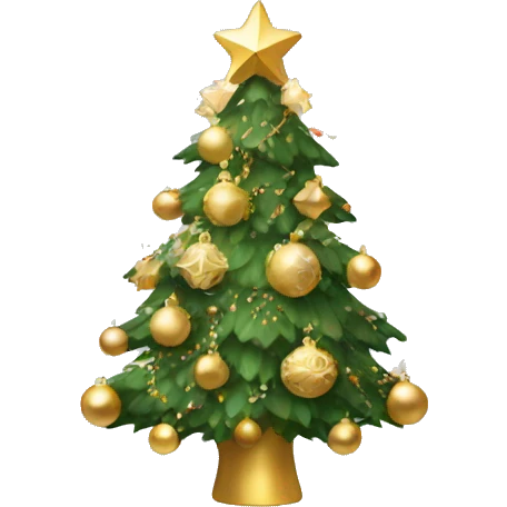 Christmas tree with white and gold decorations emoji