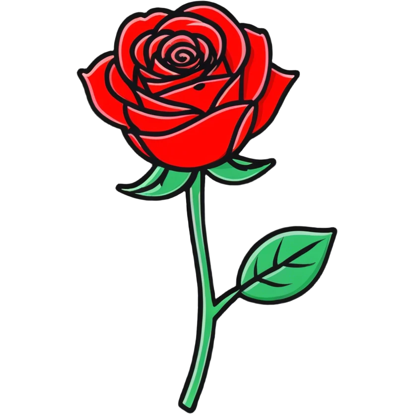 A glittery red rose emoji
