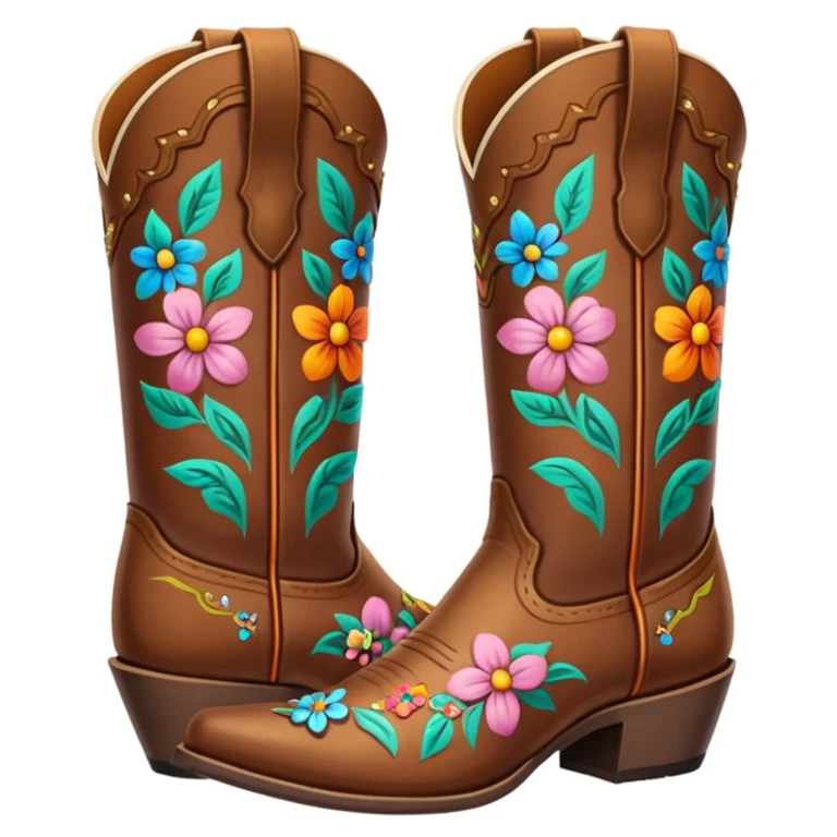 Cowboy boots with flowers in then emoji