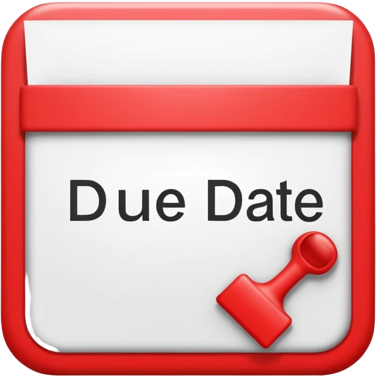 Letters “due date” on a red square  emoji