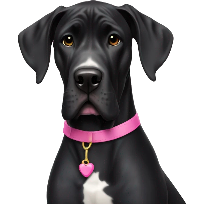 All black Great Dane with pink collar  emoji