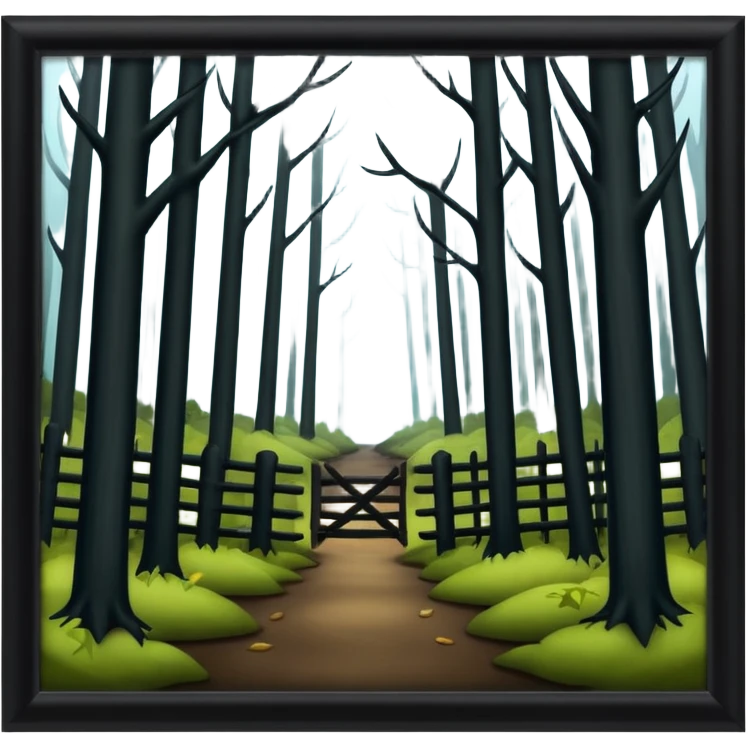 a dark, scary forest outside the fence emoji
