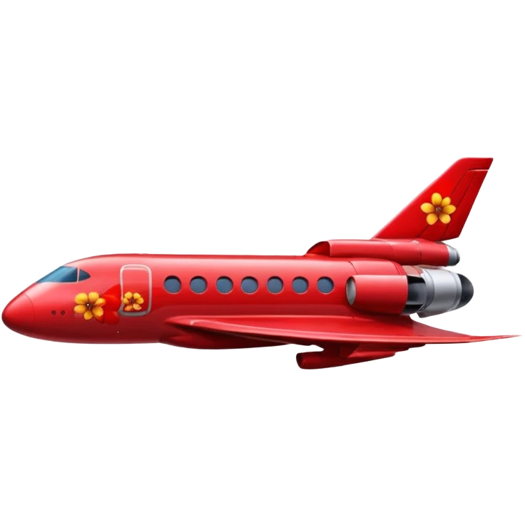 a red flower splashed in red paint on the side of a space jet fuselage emoji