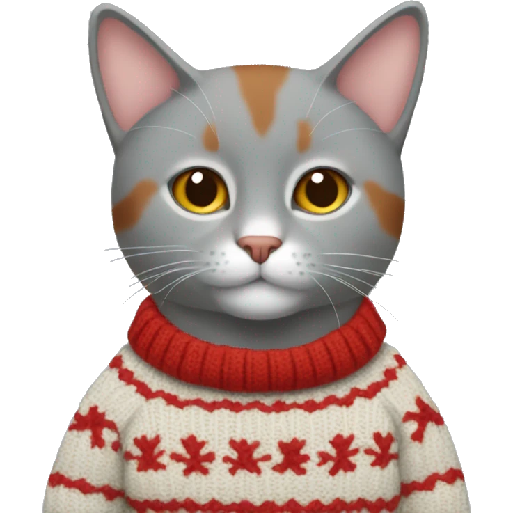 a gray-red cat in a sweater emoji