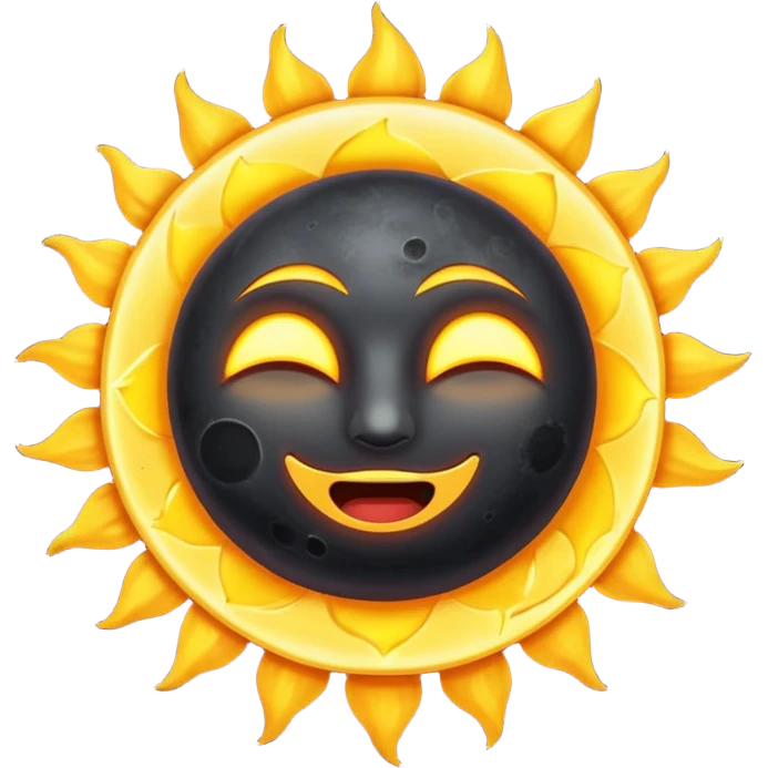Eclipse – Dark moon covering sun, glowing corona emoji