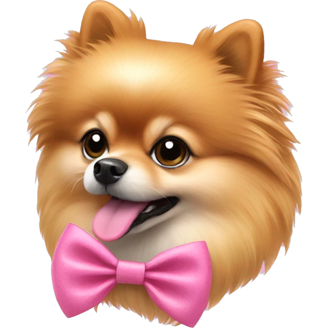 Pomeranian wearing a pink bow emoji