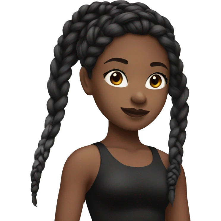 white skin with black frend braided hair girl wearing a black leotard emoji