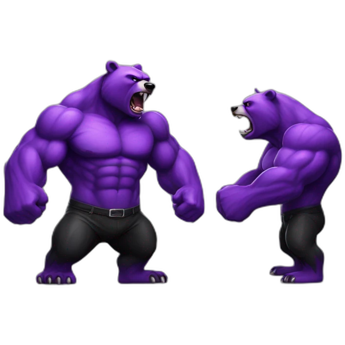 Angry muscular purple and black bear emoji
