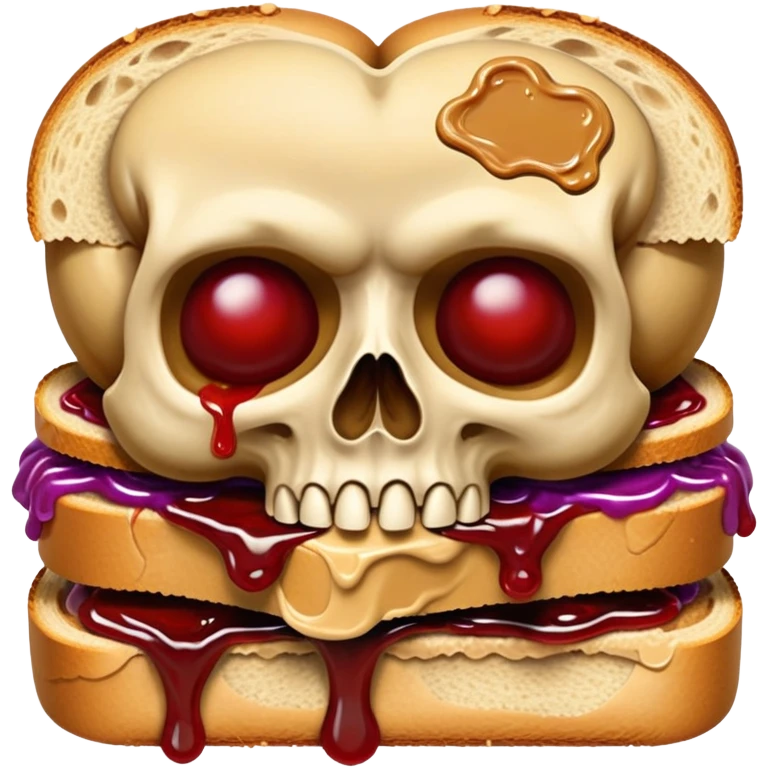Skull eating a PB&J emoji