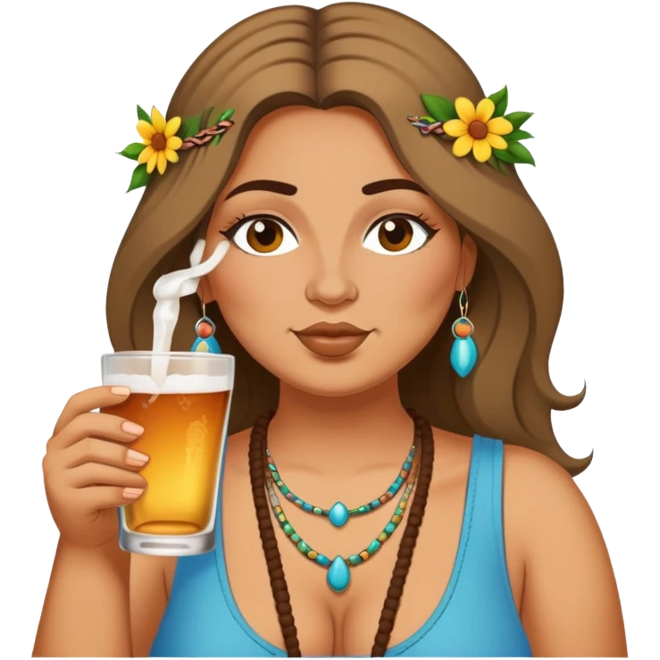 Fatty hippie woman chugging alcohol emoji
