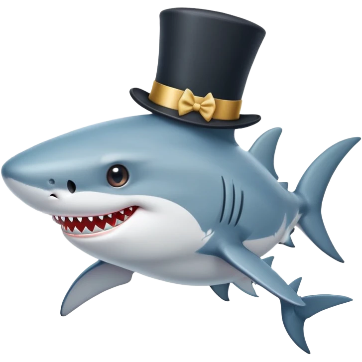 cute shark with a fancy top hat emoji