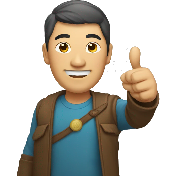Smiling Mongolian man showing thumbs up  emoji