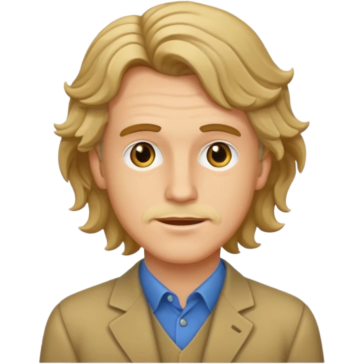 Imants Ziedonis with wavy hair, emoji style, no background emoji