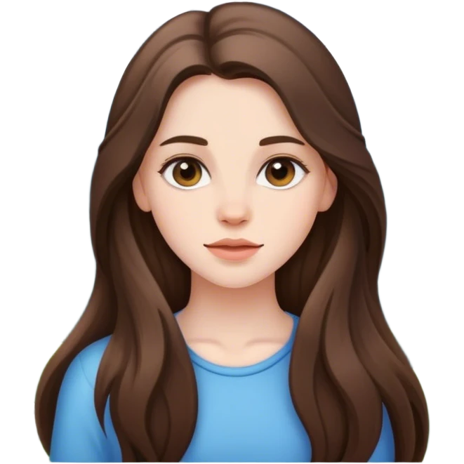 beautiful pale brunette girl with long hair on mountains  emoji