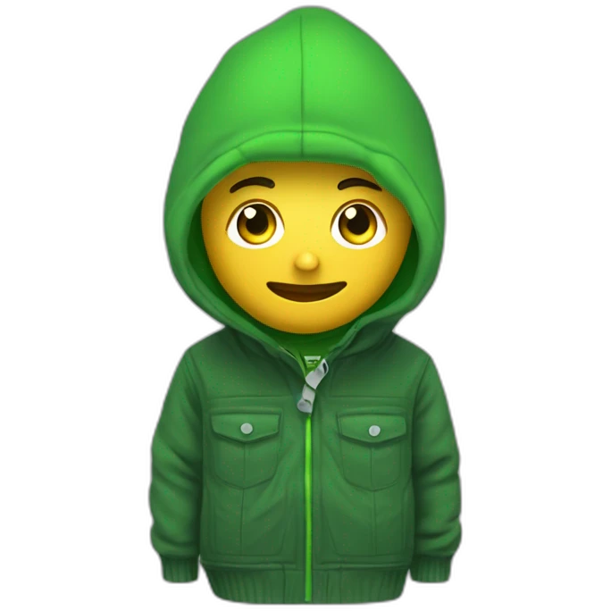 Rappeur avec cagoule nlir et verte emoji