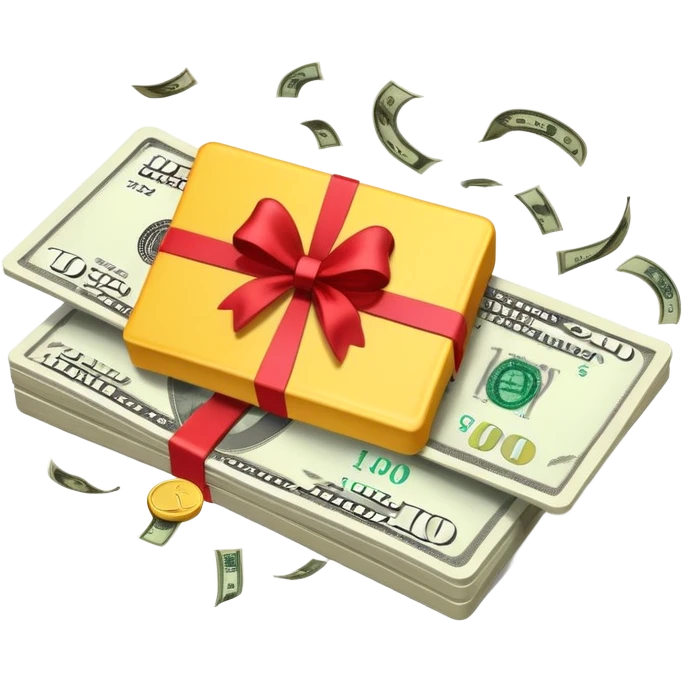 Gift card with money coming out of it emoji