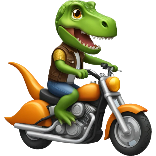 a dinosaur riding a motorcycle  emoji
