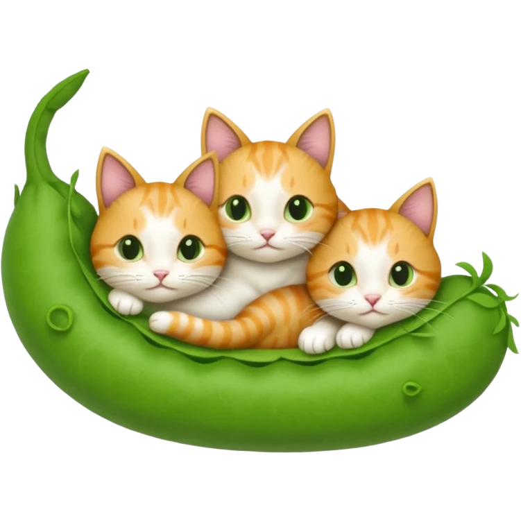 Two cats in a pea pod emoji