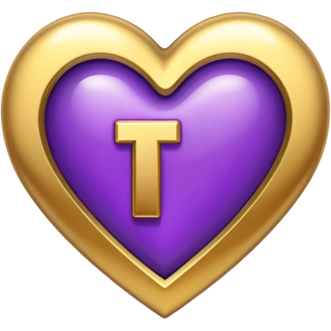 The gold Letter “T” inside a Purple Heart emoji