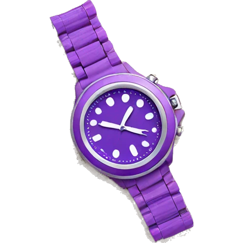 Purple watch laying on sandy beach emoji