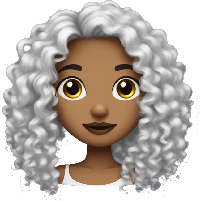 girl curly dark hair, septum nose piercing and earring emoji