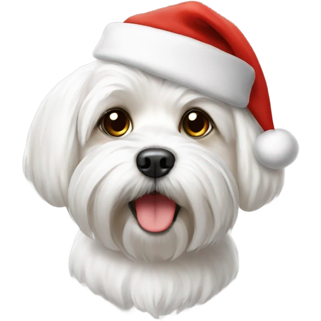 Maltese dog with Santa hat emoji