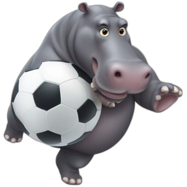 fat hippo as  human soccer player running and kicking emoji