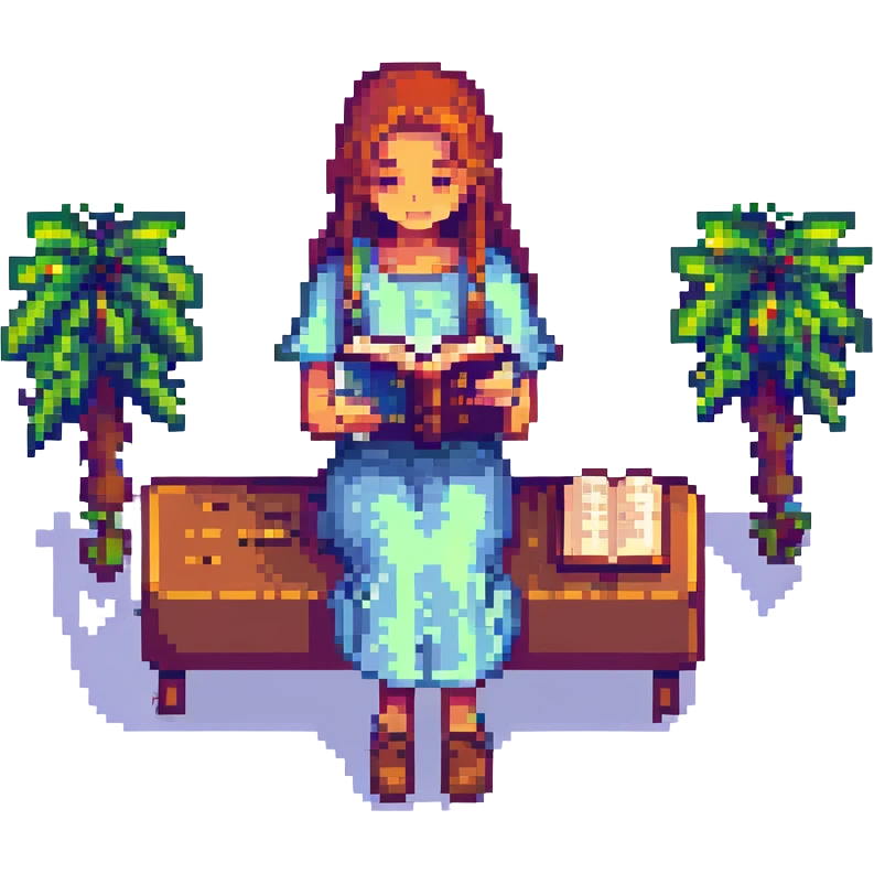 a girl reading the Bible, pixel art style, detailed pixel design, vibrant colors emoji
