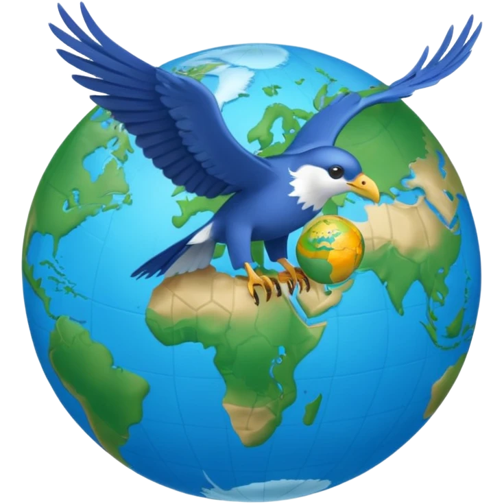 hirondelle avec globe terrestre emoji