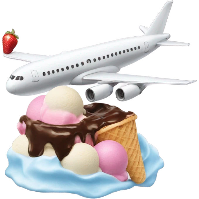 Plane hitting ice cream emoji