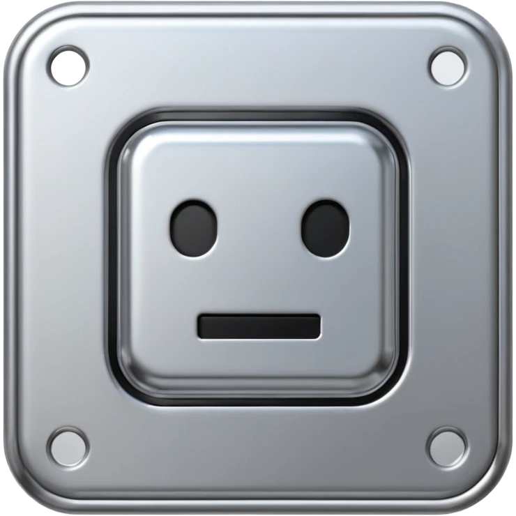 A futuristic microchip emoji made of polished silver chrome, minimal circuit details, smooth metallic surface, soft lighting, iOS emoji style, centered, clean white background emoji
