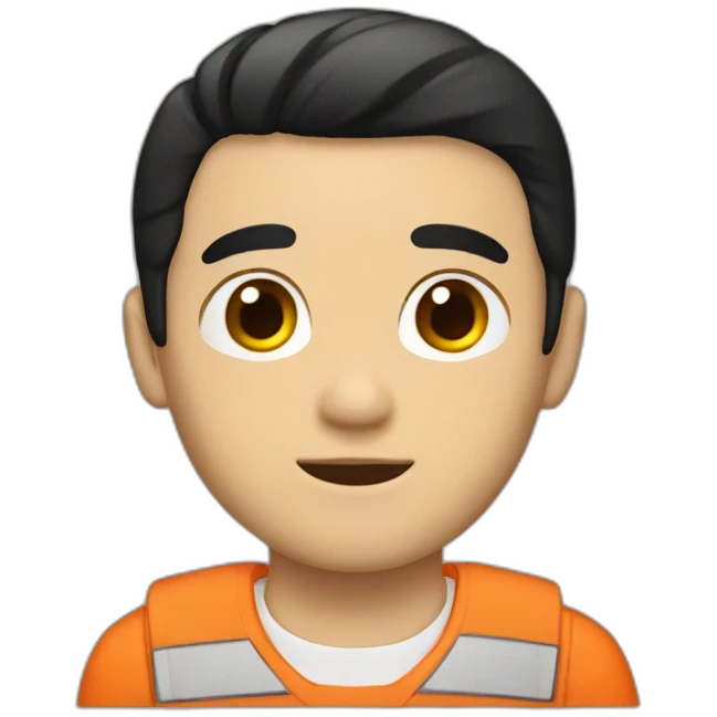 white boy black hair in orange prisoner uniform emoji