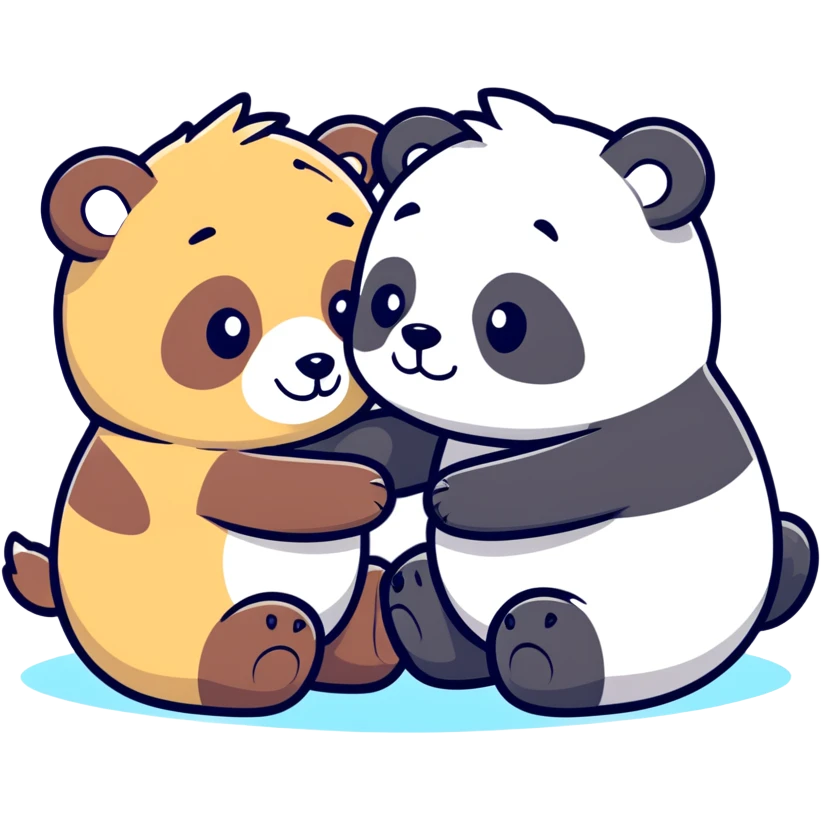 Bear and panda love with cute background  emoji